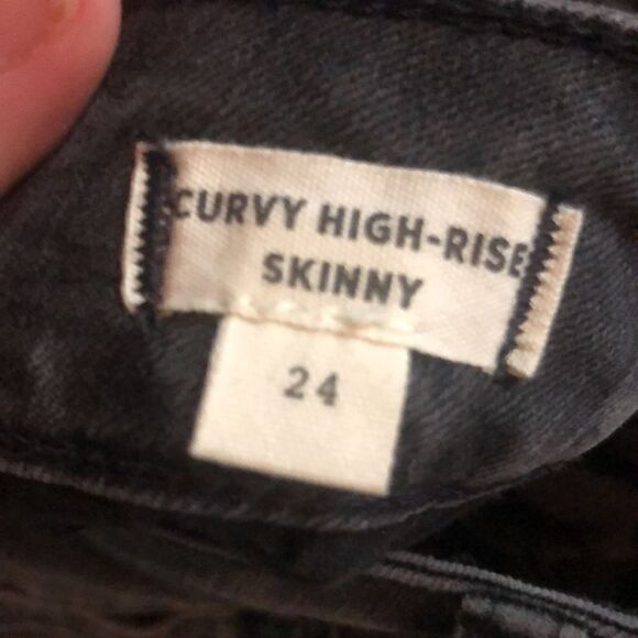 MADEWELL CURVY HIGH RISE SKINNY JEAN IN BLACK SEA- FADED GRAY WASH SIZE 24 - Picture 8 of 10